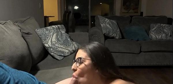  Hot teen Watching TV and Fucking on the couch
